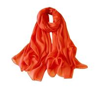 Lina & Lily Damen Schal Chiffon mit Plissee-Falten für Frühling Sommer, Durchscheinend, Federleicht (Orange)