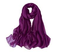 Lina & Lily Damen Schal Chiffon mit Plissee-Falten für Frühling Sommer, Durchscheinend, Federleicht (Rotviolett)