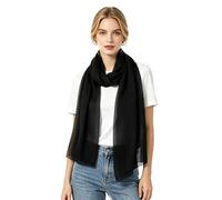Lina & Lily Damen Schal Chiffon mit Plissee-Falten für Frühling Sommer, Durchscheinend, Federleicht (Schwarz)