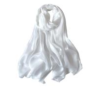 Lina & Lily Damen Schal Chiffon mit Plissee-Falten für Frühling Sommer, Durchscheinend, Federleicht (Weiß)