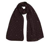 Lina & Lily Damen Schal Kopftuch Stola mit Strasssteinen aus Premium-Chiffon (Dunkelbraun)