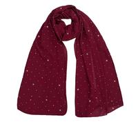 Lina & Lily Damen Schal Kopftuch Stola mit Strasssteinen aus Premium-Chiffon (Dunkelrot)