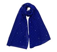 Lina & Lily Damen Schal Kopftuch Stola mit Strasssteinen aus Premium-Chiffon (Königsblau)