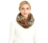 Lina & Lily Damen Winter Loop Schal aus Kunstfell mit Leopardenmuster (Leopard Braun Beige)