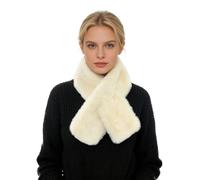 Lina & Lily Damen Winter Schal Halswärmer Kunstfell Kunstpelz Pull-Through (Cremeweiß)