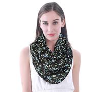 Lina & Lily Forget Me Not Flower Print Infinity Schal für Damen, modischer floraler leichter Schal für alle Jahreszeiten, schwarz, Einheitsgröße