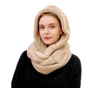 Lina & Lily Kapuzenschal Damen Winter Loop Schal aus Kunstfell (Beige)