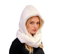 Lina & Lily Kapuzenschal Damen Winter Loop Schal aus Kunstfell (Cremeweiß)