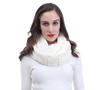 Lina & Lily Loop Schal Damen Winter Schlauchschal aus Kunstpelz (Weiß)