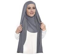 Lina & Lily Premium Chiffon Ninja Instant Hijab Kopftuch mit Jersey Unterkappe (Dunkelgrau)