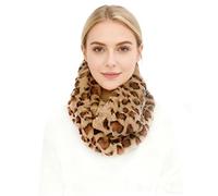 Lina & Lily Winter Loop Schal Snood Damen aus Kunstpelz (Leopard Braun)