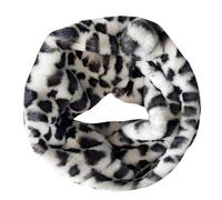 Lina & Lily Winter Loop Schal Snood Damen aus Kunstpelz (Leopard Weiß)