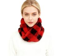 Lina & Lily Winter Loop Schal Snood Damen aus Kunstpelz (Schwarz, Rot)