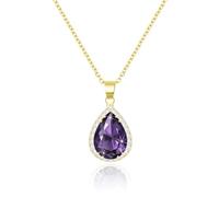 Linawe Amethyst Anhänger Kette Halskette Damen, Goldkette Lila Diamant Geburtsstein Kristall Charm Kette, Kettenanhänger Gold Halsketten Damenkette Schmuck Set Jewelry Modeschmuck