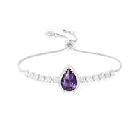 Linawe Amethyst Lila Armband Damen, Silber Armbänder Tennisarmband Schmuck Jewelry, Fossil Edelstein Diamant Kristall Armkette Damen, Glitzer Handkette Bracelet Modeschmuck