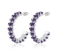 Linawe Amethyst Violett Ohrhänger Silber Ohrschmuck, Fossil Ohrringe Silber Hängend, Creolen Groß Ohrhänger, Edelstahl Ohringe Damen, Modeschmuck Hängende Ohrringe Silberschmuck Hypoallergene