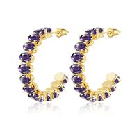Linawe Amethyst Violett Ohrringe Gold Hängend Schmuck, Creolen Gold Groß Ohringe Edelstahl Damen, Ohrhänger Goldene Modeschmuck Hängende Ohrringe