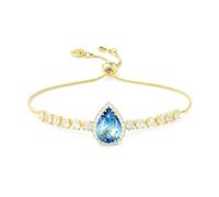 Linawe Aquamarin Armband Blau, Gold Tennisarmband Armbänder Damenarmband Armband Set, Fossil Edelstein Diamant Bettelarmband Damen, Armkette Handkette Bracelet, Kristall Schmuck