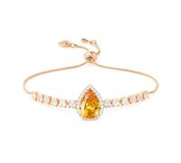 Linawe Citrin Armband Damen Rosegold Schmuck Armbänder Damen Armreif Charm Armband, Edelstein Diamant Armband Bracelet, Armkette Handkette Jewelry, Tennisarmband Fossil Armband