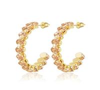 Linawe Citrin Ohrringe Creolen Gold Schmuck, Fossil Ohringe Damen Jewelry, Ohrringe Edelstahl Creolen Gold Groß Ohrhänger, Goldene Modeschmuck Hängende