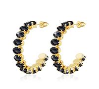 Linawe Creolen Schwarz Damen, Fossil Ohrringe Gold Hängend Schmuck, Statement Ohringe Edelstahl Damen, Goldene Ohrringe Groß Ohrhänger Modeschmuck