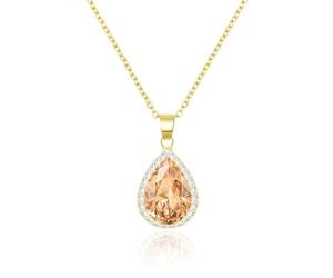 Linawe Goldkette Damen Kette Gold Anhänger Halsketten für Frauen, Fossil Geburtsstein Edelstein Diamant Champagner Topas Collier Modeschmuck, Trachtenkette Jewelry Modeschmuck Brautschmuck
