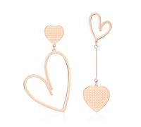 Linawe Herz Ohrringe Rosegold - Damen Hängeohrringe, Edelstahl Schmuck, Grosse Statement Lover Set