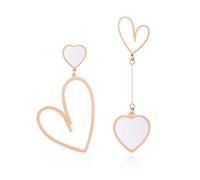 Linawe Herz Ohrringe Weiß, Hängeohrringe Ohrhänger Rosegold, Edelstahl Ohrringe Damen, Modeschmuck Damenohrringe Hänge Ohrringe, Statement Ohringe