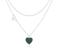 Linawe Herzkette Herz Kette Halskette Damen, Silberkette Edelstahlkette Edelstahl Schmuck Jewelry, Grün Layering Kette Set Silber Kette mit Anhänger, Trachtenschmuck Necklace