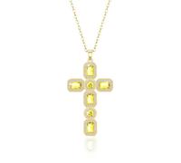 Linawe Kreuz Kette Gold Jewelry, Halskette Damen Goldkette Schmuck, Kreuzkette Modeschmuck Kettenanhänger vergoldete, Moissanite Geburtsstein Kristall Citrin Gelb Diamant Kreuzanhänger