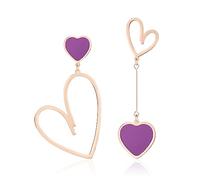 Linawe Lila Hängeohrringe, Rosegold Schmuck Herz Ohrringe Ohrhänger, Edelstahl Ohrringe Damen, Hänge Ohrringe Lover Ohringe Hängend Earrings
