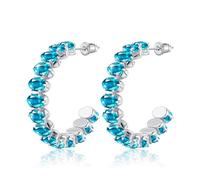 Linawe Ohrringe Silber Hängend Aquamarin Blau Ohrschmuck, Fossil Creolen Groß Ohrhänger, Edelstahl Ohrringe Damen Silberne Modeschmuck Ohringe Hypoallergene