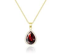 Linawe Rot Halskette Goldkette Kette Damen Granat Anhänger Halsketten, Goldener Schmuck Set Diamant Fossil Geburtsstein Kristall Kettenanhänger Damenkette Jewelry Schmucksets