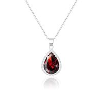 Linawe Rot Halskette Silberkette Damen, Kette Anhänger Granat Diamant Fossil Geburtsstein Kristall Kette Kettenanhänger Silber, Damenkette Schmucksets Jewelry Modeschmuck