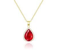 Linawe Rot Rubin Kette Halskette Damen, Goldkette Anhänger Kettenanhänger, Diamant Geburtsstein Kristall Vergoldete Kette, Damenkette Jewelry Goldener Schmucksets, Charm Kette Gold