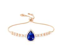 Linawe Saphire Blau Armband Damen Tennisarmband Rosegold Armbänder Bracelet, Fossil Edelstein Diamant Damenarmband Armkette Handkette Damen, Geburtsstein Armband Schmuck Jewelry