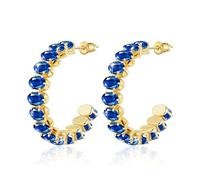 Linawe Saphire Blau Ohrringe Gold Hängend Ohrhänger Ohrschmuck, Fossil Creolen Gold Groß Edelstahl Ohrringe Damen, Statement Vergoldet Modeschmuck