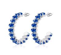 Linawe Saphire Blau Ohrringe Silber Creolen Schmuck, Fossil Ohringe Damen, Ohrringe Edelstahl Creolen Groß Ohrhänger, Modeschmuck Hängende Ohrschmuck Hypoallergene