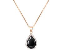 Linawe Schwarz Kette Halskette Rosegold Damen, Diamant Fossil Geburtsstein Kristall Kettenanhänger Halsketten, Damenkette Jewelry Charm Kette Schmucksets für Damen, Modeschmuck