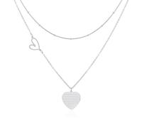 Linawe Silberkette Herzkette Herz Kette Silber Halskette Damen, Kettenanhänger Edelstahlkette Kette Edelstahl Schmuck Jewelry, Layering Kette mit Anhänger, Statement Ketten Set