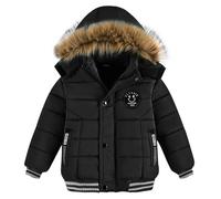linboo Jungen Winterjacke Outdoor Mantel Parka mit Fellkapuze Steppjacke Baumwolle Kinderjacke Warm Wintermantel Gefüttert Winter Kapuzenjacke