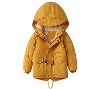 linboo Kinder Winterjacke Jungen Mädchen Warm Gefütterte Blouson Hoodie Dicke Mantel Parka Baby Wintermäntel, Gelb, 92-98(Etikettengröße: 100)