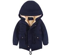 linboo Kinder Winterjacke Jungen Mädchen Warm Gefütterte Blouson Hoodie Dicke Mantel Parka Baby Wintermäntel, Marineblau, 104-110(Etikettengröße: 110)