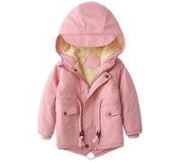 linboo Kinder Winterjacke Jungen Mädchen Warm Gefütterte Blouson Hoodie Dicke Mantel Parka Baby Wintermäntel, Rosa, 134-140(Etikettengröße: 140)
