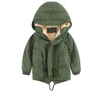 linboo Kinder Winterjacke Jungen Mädchen Warm Gefütterte Blouson Hoodie Dicke Mantel Parka Baby Wintermäntel, Grün, 92-98(Etikettengröße: 100)