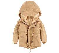 linboo Kinder Winterjacke Jungen Mädchen Warm Gefütterte Blouson Hoodie Dicke Mantel Parka Baby Wintermäntel, Khaki, 92-98(Etikettengröße: 100)