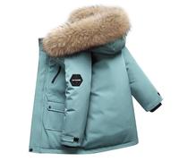 linboo Kinder Winterjacke Jungen Wintermantel mit Fellkapuze Warm Parka Jacke Steppjacke Winddichte Outdoor Jacke