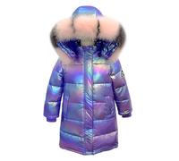 linboo Kinder Winterjacke Mädchen Winterparka mit Fellkapuze Outdoor Wintermantel Warme Parka Jacke Dicke Steppjacke Winddicht Baumwolle Jacke