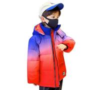linboo Winterjacke Jungen Kinder Wintermantel Verlaufsfarbe Parka mit Kapuze Dick Warm Steppjacke Outdoor Mantel Baumwolljacke Winddicht Kapuzenjacke, Rot, 128(Herstellergröße: 130)