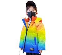 linboo Winterjacke Jungen Kinder Wintermantel Verlaufsfarbe Parka mit Kapuze Dick Warm Steppjacke Outdoor Mantel Baumwolljacke Winddicht Kapuzenjacke, Gelb, 134-140(Herstellergröße: 140)